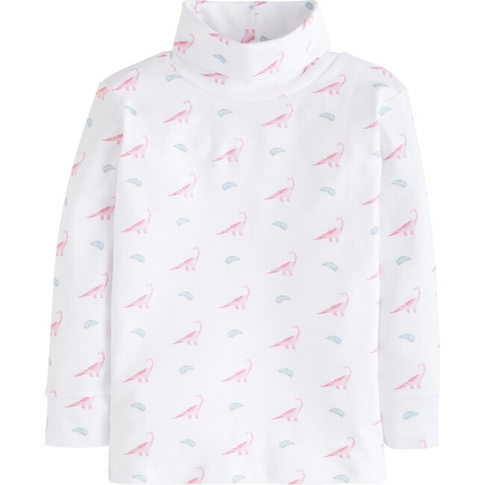 Little English Printed Turtleneck - Pink Dino - Size 5